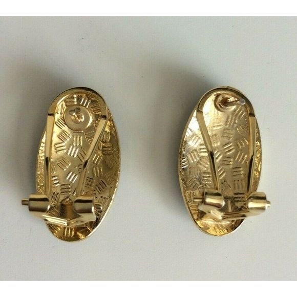 Vintage Cloisonne Gold Floral Pierced Earrings - Picture 4 of 6